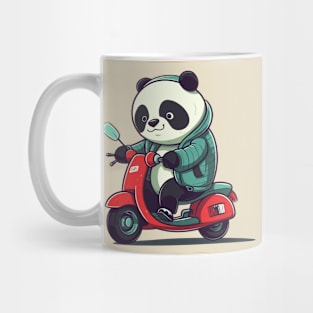 Funny panda riding scooter Mug